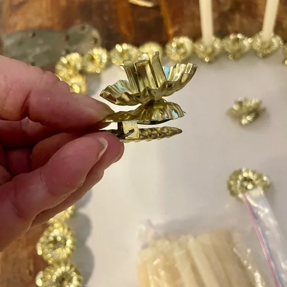Vintage Candle Holders Reflectors Christmas Tree Clip On Metal Gold W Catcher - Picture 3 of 8